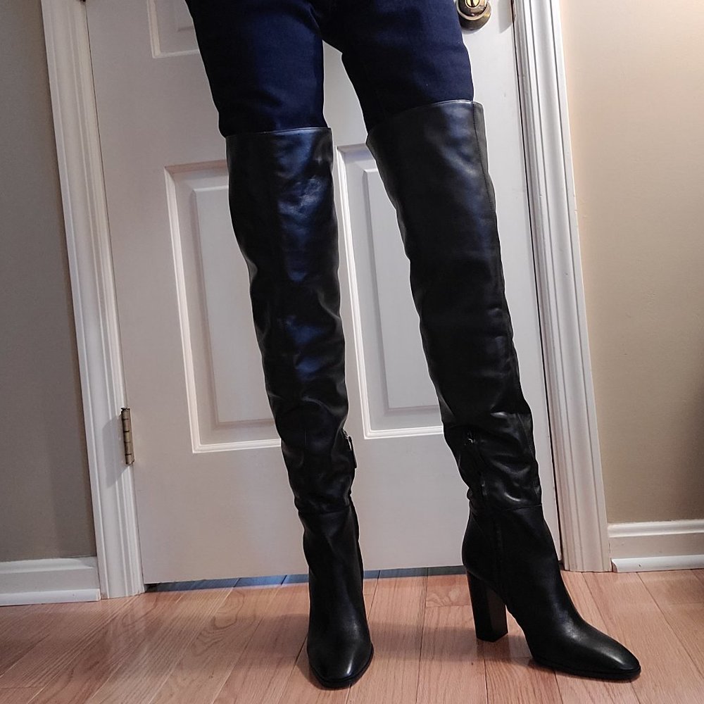 ZARA black leather over the knee boots  size EU 40  NWOT